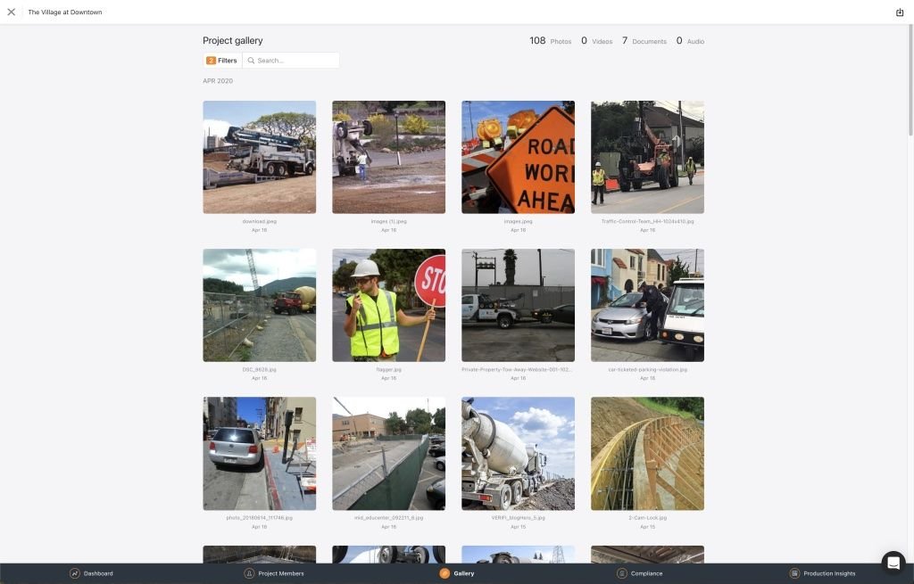 Photo gallery on Raken web app.