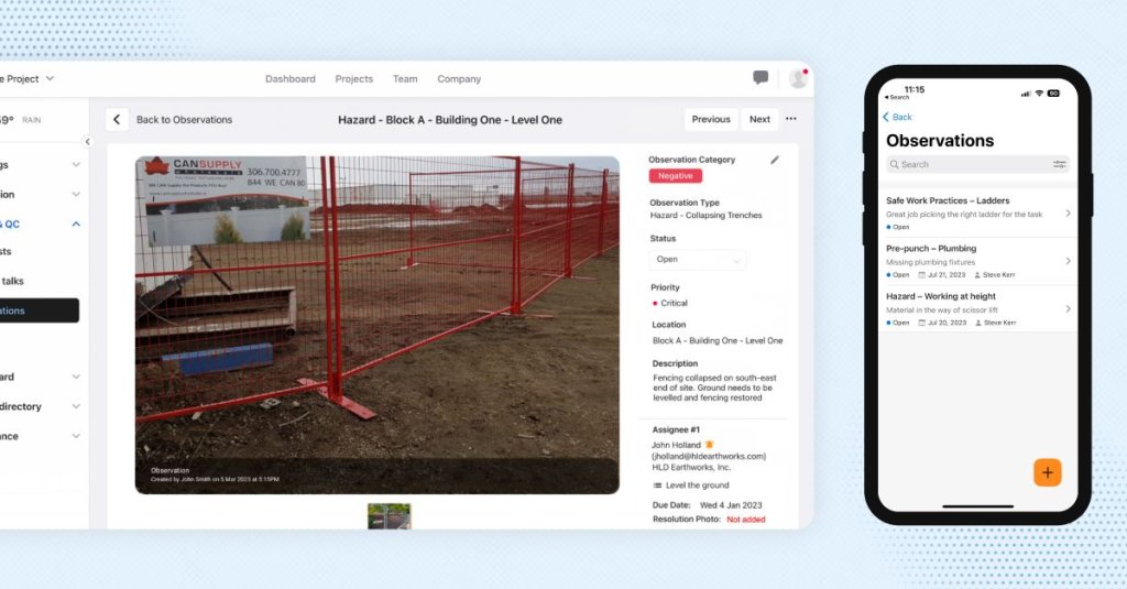 observations feature on web and mobile.