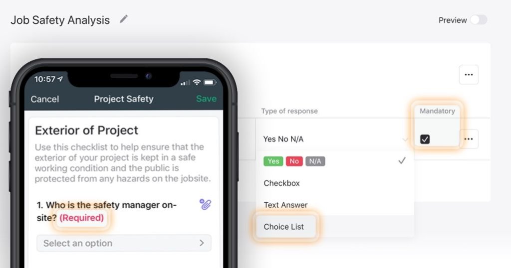 enhanced safety checklists in Raken.