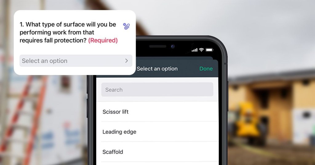 screenshot of Raken's required question feature in checklists.