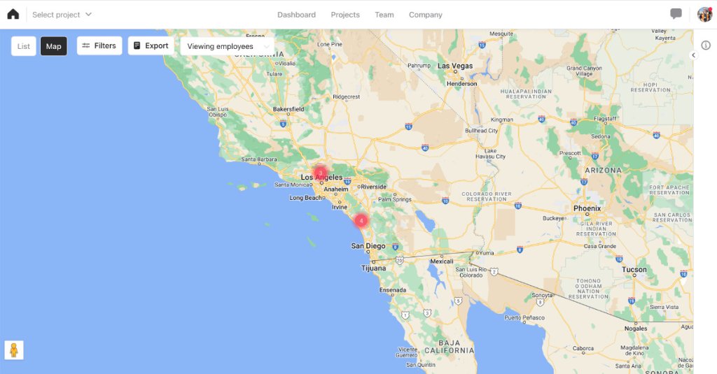 screenshot of Raken's labor map.