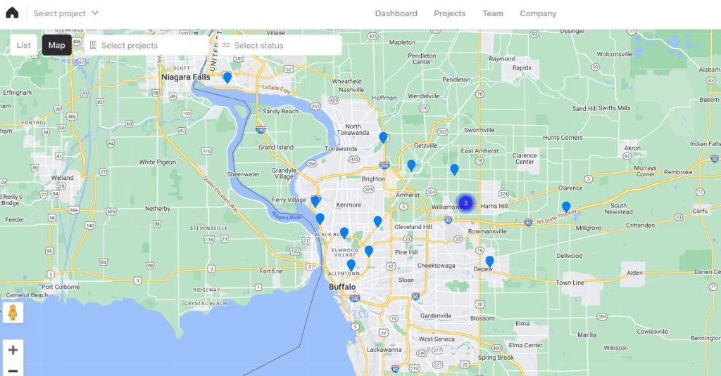 Raken project map view.