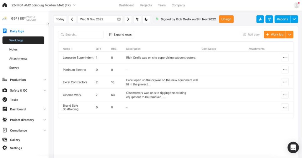 Raken’s new project web view.
