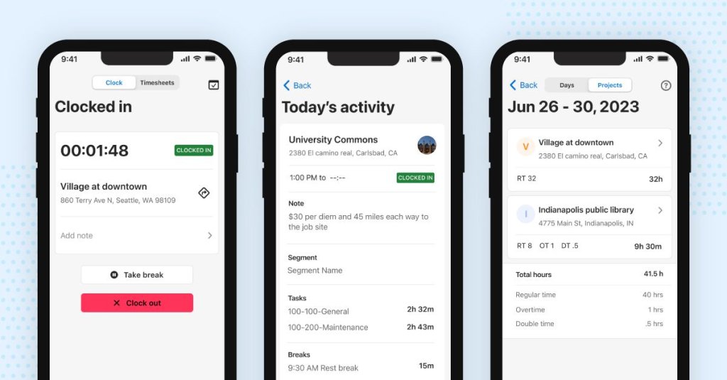 Raken's worker time clock.