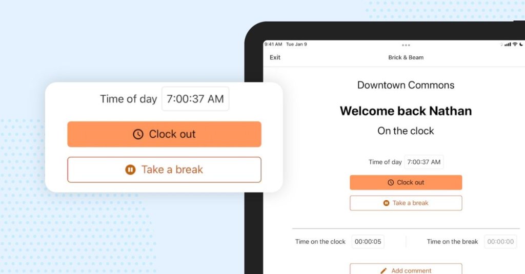 Raken's kiosk time clock.
