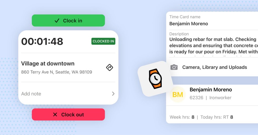 Raken construction time clock app.