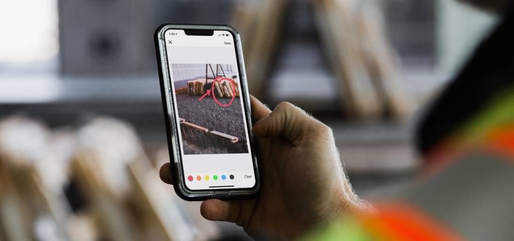 Photo markup feature on mobile phone.