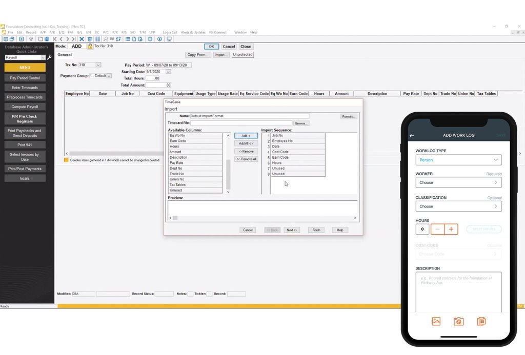 screenshot of Raken's Foundation integration.